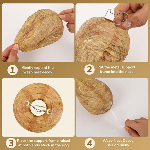 DECYOOL 6 Pack Mini Size Wasp Nest Decoy Hanging Fake Wasp Nest for Wasps Hornets Yellow Jackets...